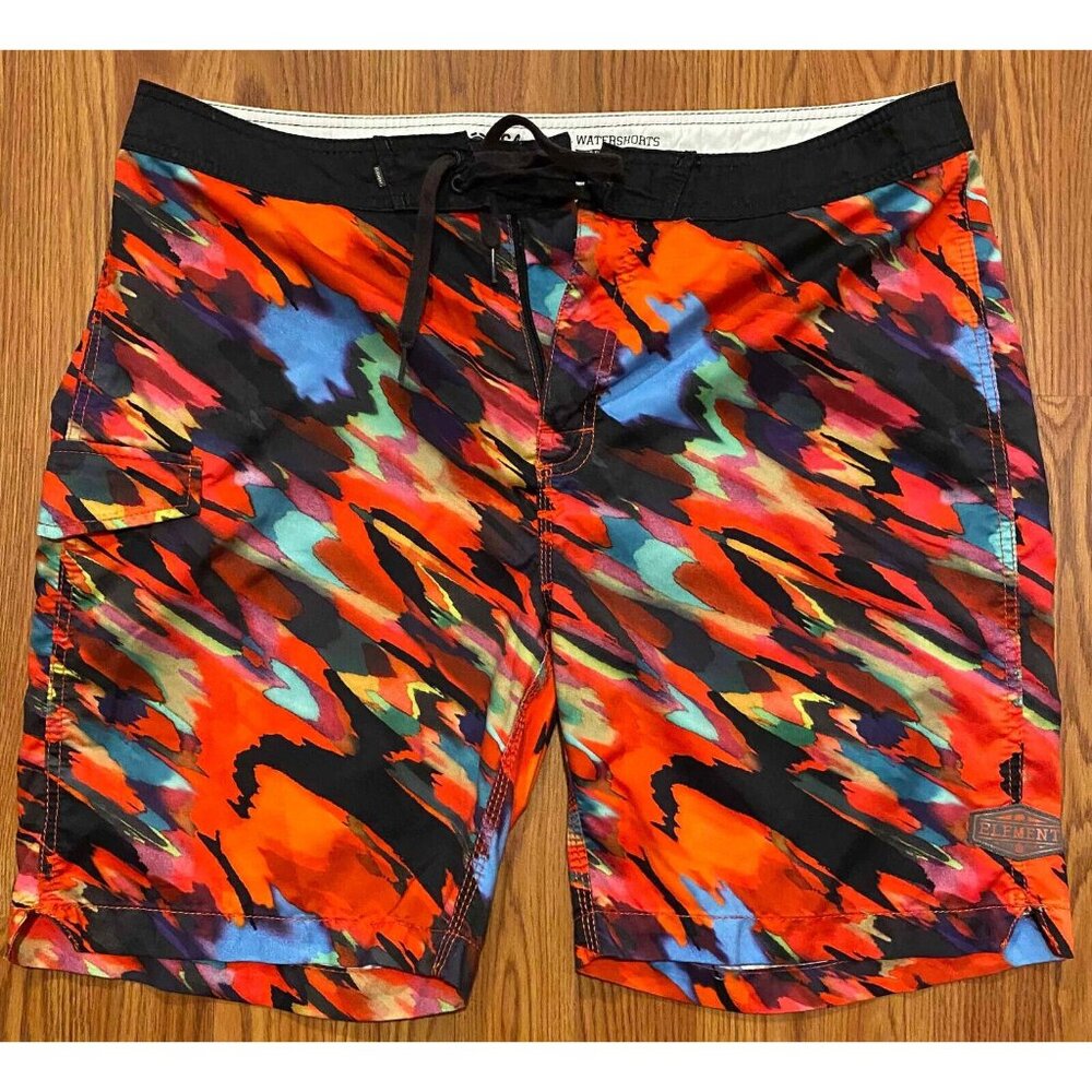 Element Watershorts Board Shorts Mens 36 8" Tie Dye Swim Trunks Cargo Pocket Y2K